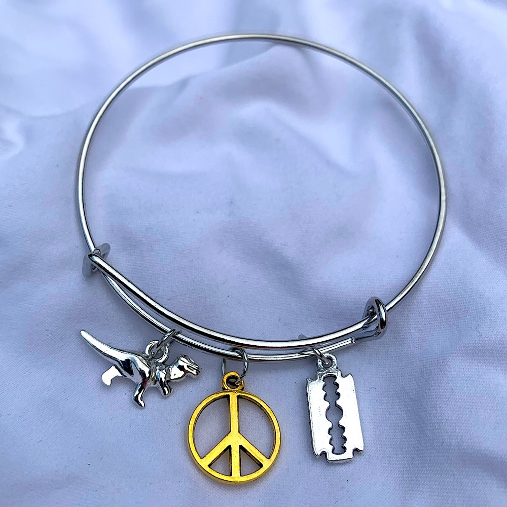 Brand New! Handmade! Adjustable Charm Bangle Bracelet!